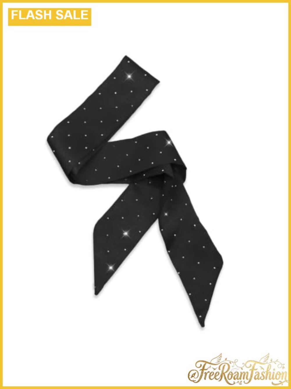 Rhinestone Skinny Scarf Satin-Like Polyester Neck Hair Purse Wrap